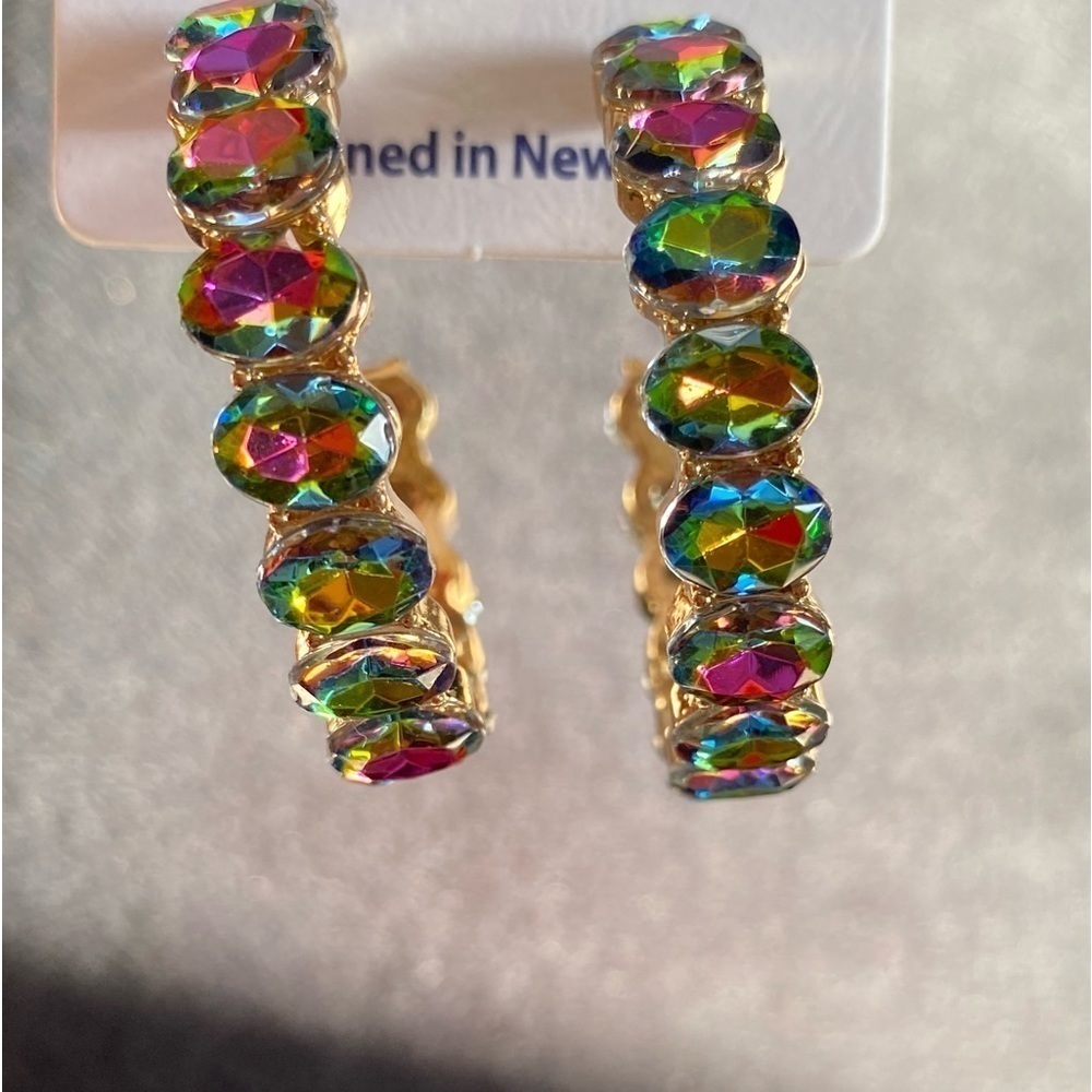 Round Earrings with multicolored stones​​​​​​​​